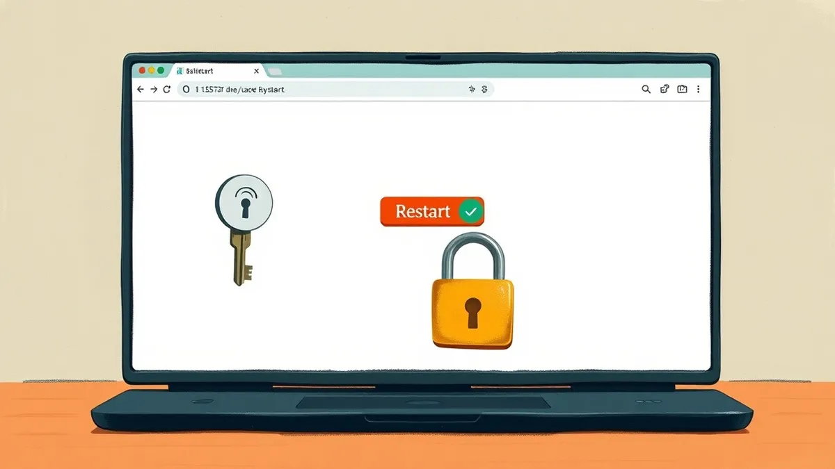 Illustration: A sleek web interface displays a blank dashboard with a prominent restart button.