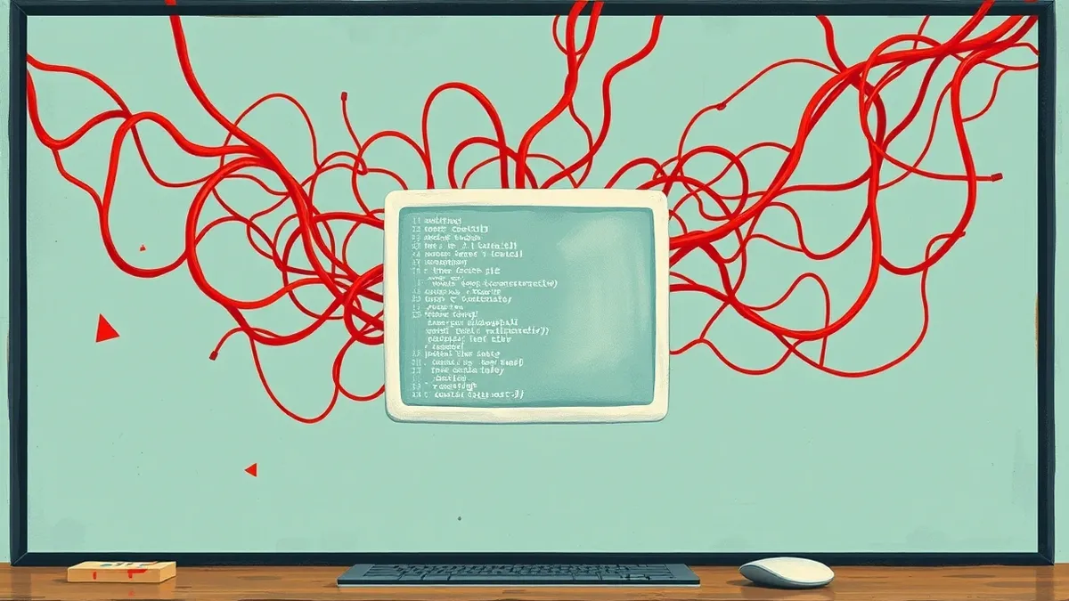Illustration: A sleek white chatbot widget sits on a blank desktop screen.