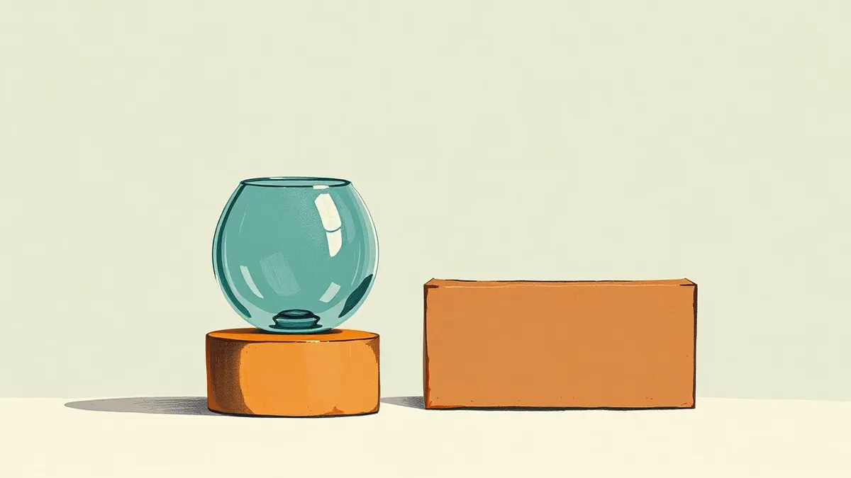 Illustration: A transparent container vessel sits loosely atop a shared foundation, revealing its minimal internal structure.